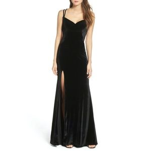 La Femme Black Velvet Gown